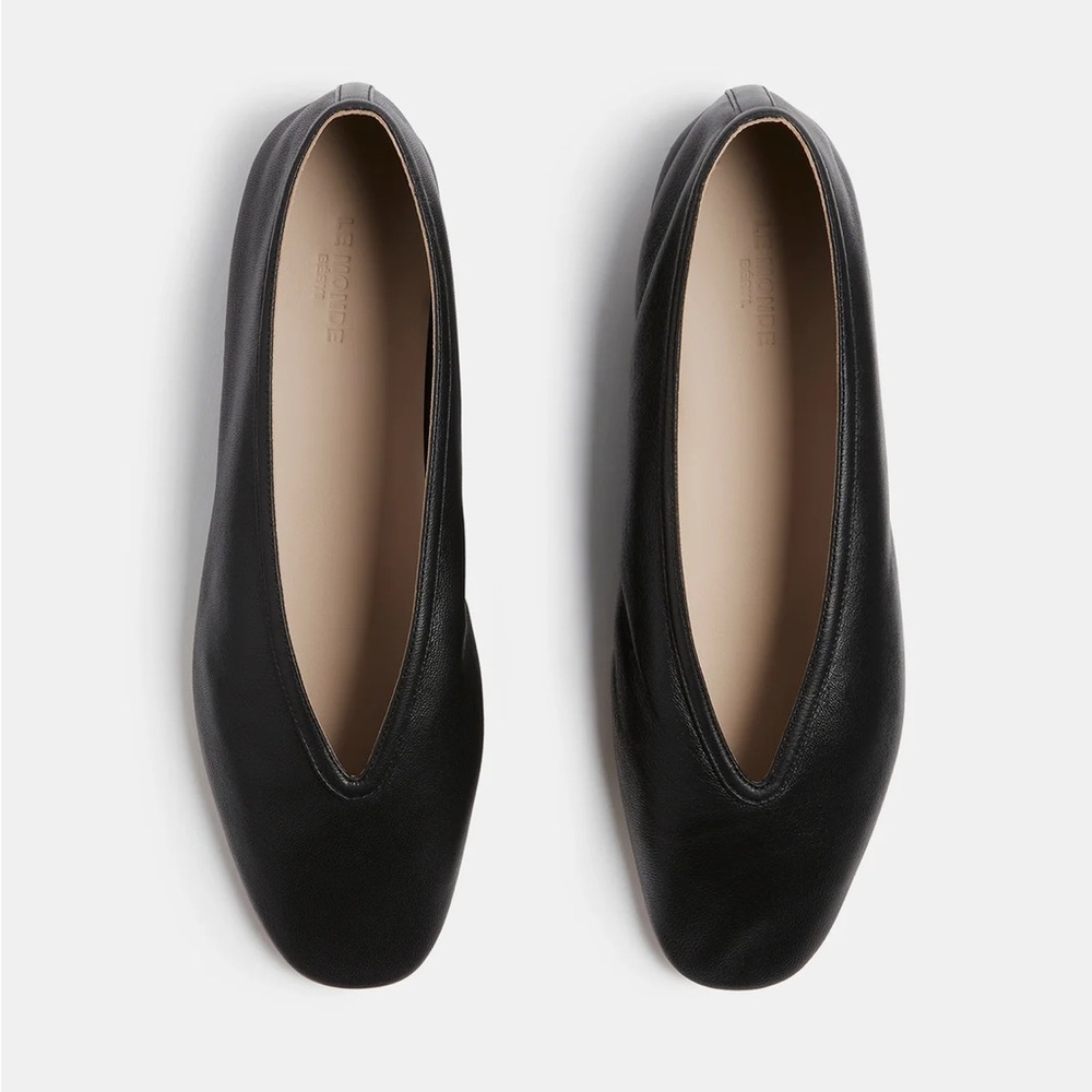 Le Monde Beryl Luna Slippers Black leather Ballet Flats NIB